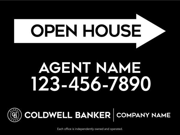 Directional Agent Open House Sign Panel, 18"H X 24"W, 4mm Corrugated