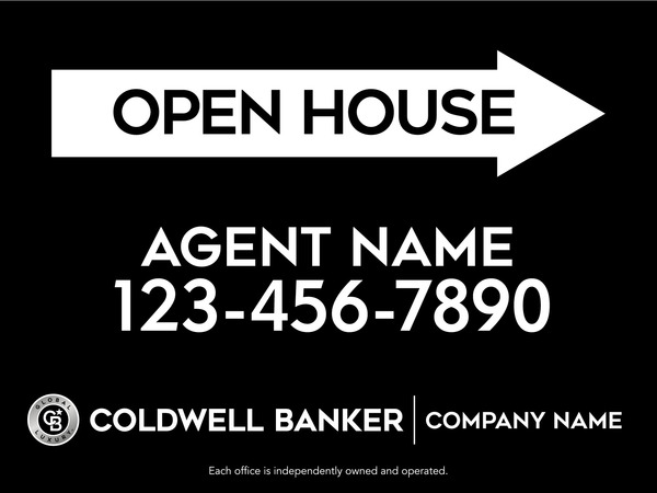 Directional Agent Open House Sign Panel, 18"H X 24"W, 4mm Corrugated
