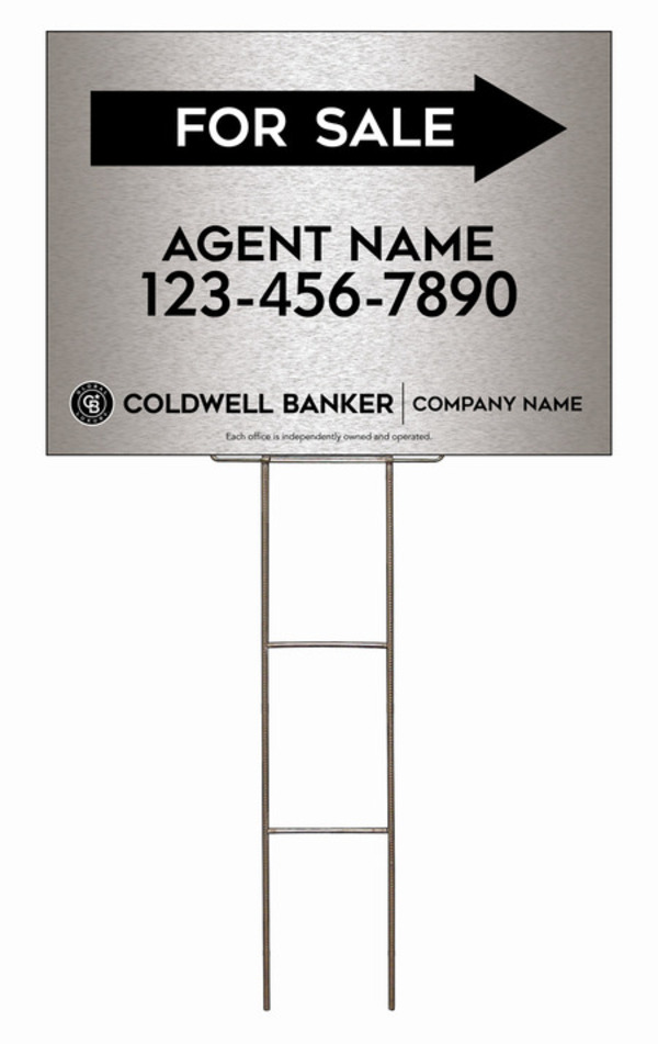 Wire H-Stake And Agent For Sale Sign Panel Unit, 18"H X 24"W, 4mm Corrugated
