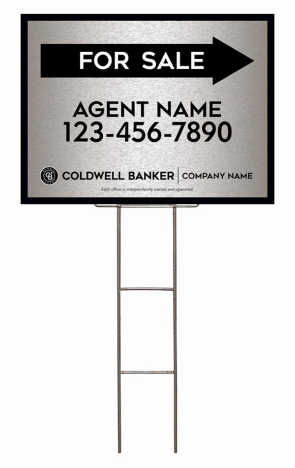 Wire H-Stake And Agent For Sale Sign Panel Unit, 18"H X 24"W, 4mm Corrugated
