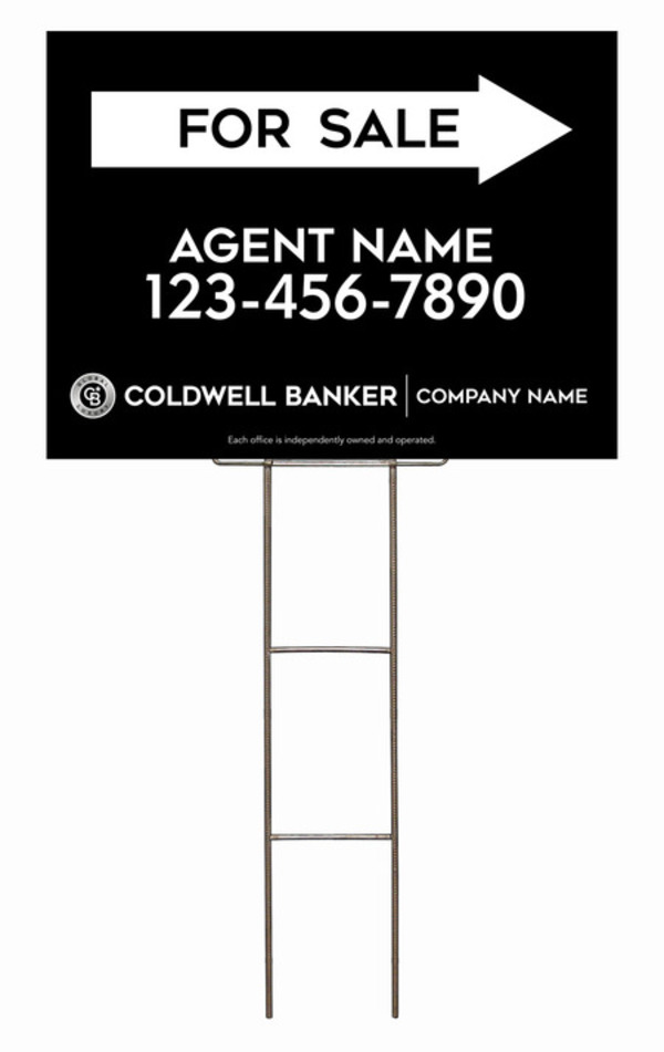 Wire H-Stake And Agent For Sale Sign Panel Unit, 18"H X 24"W, 4mm Corrugated