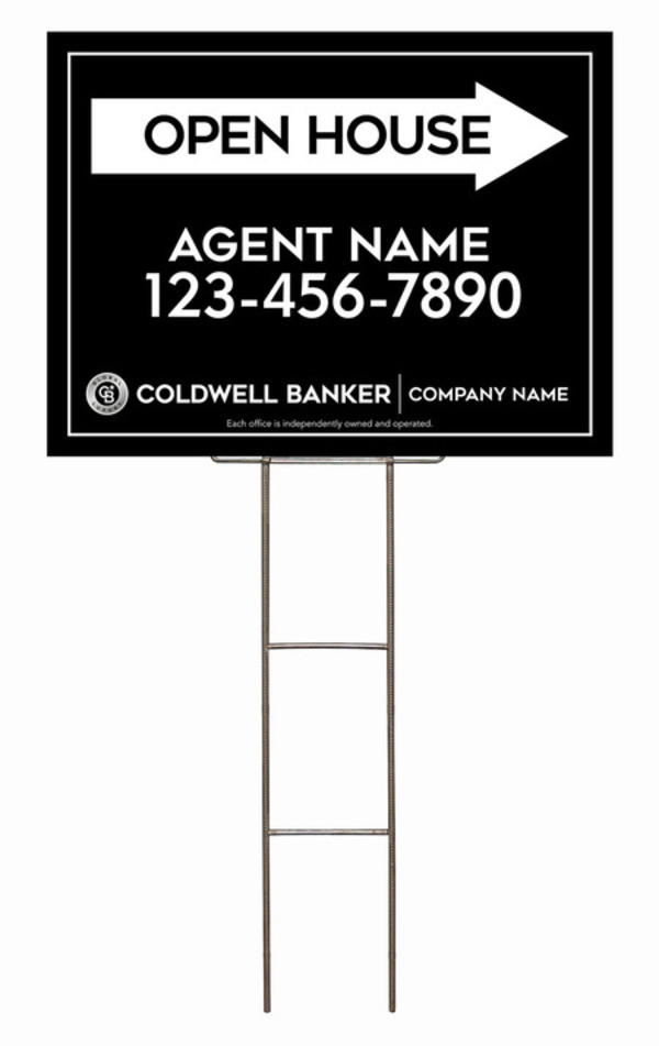 Wire H-Stake And Agent Open House Sign Panel Unit, 18"H X 24"W, 4mm Corrugated