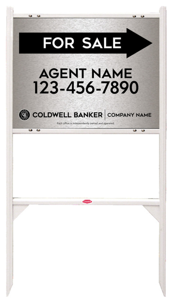 Angle Iron Frame And Agent For Sale Sign Panel Unit, 18"H X 24"W, Brushed Aluminum Composite