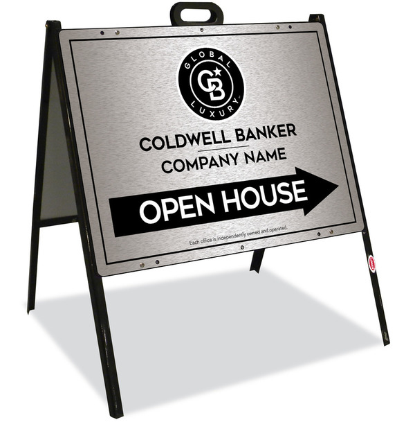 A-Frame And Office Open House Sign Panel Unit, 18"H X 24"W, Brushed Aluminum Composite