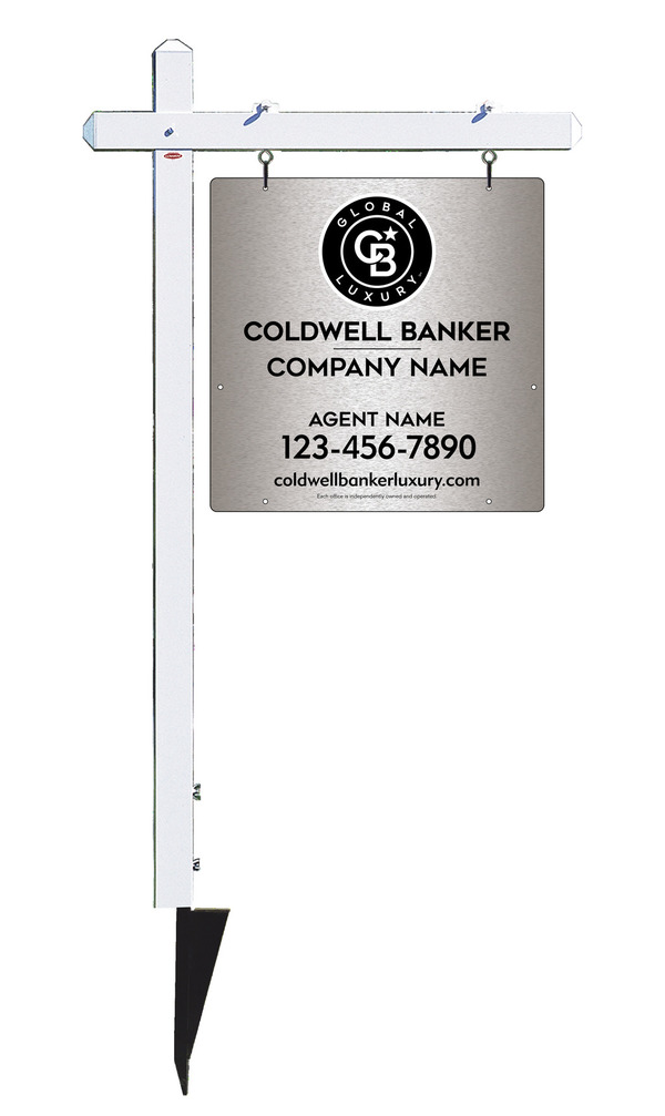 Sign Post And Agent Panel Unit, 24"H X 24"W, Brushed Aluminum Composite