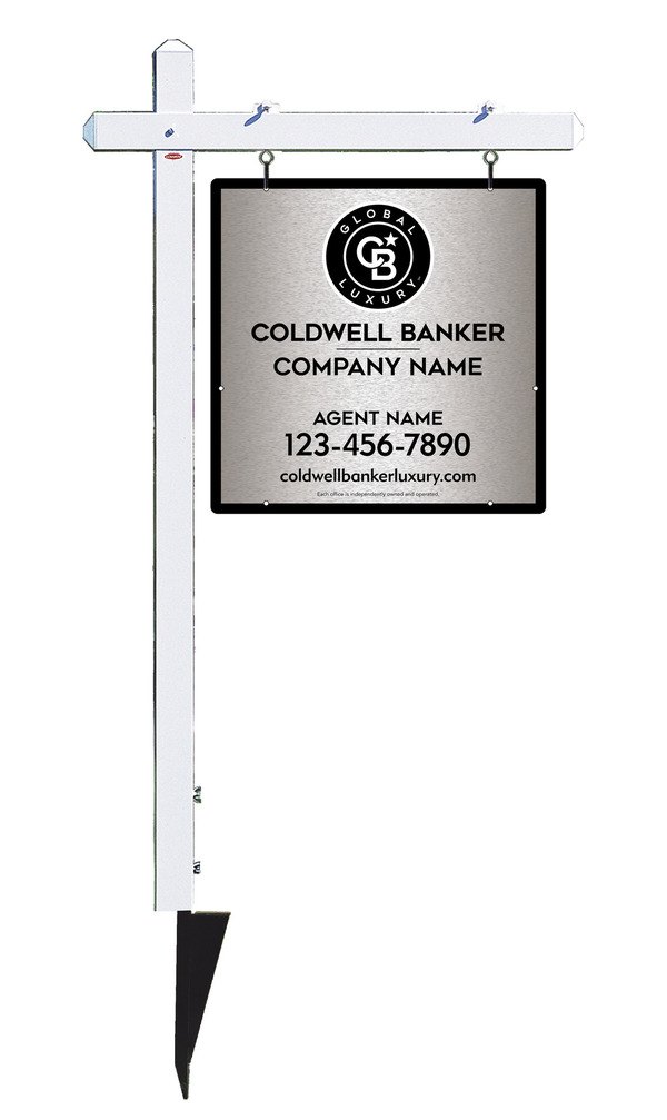 Sign Post And Agent Panel Unit, 24"H X 24"W, Brushed Aluminum Composite