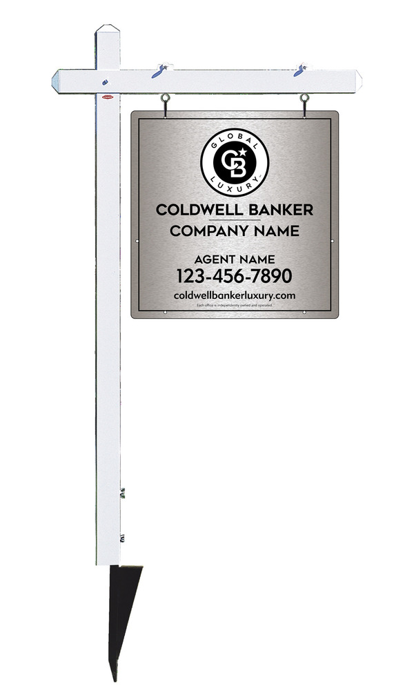 Sign Post And  Agent Panel Unit, 24"H X 24"W, Brushed Aluminum Composite