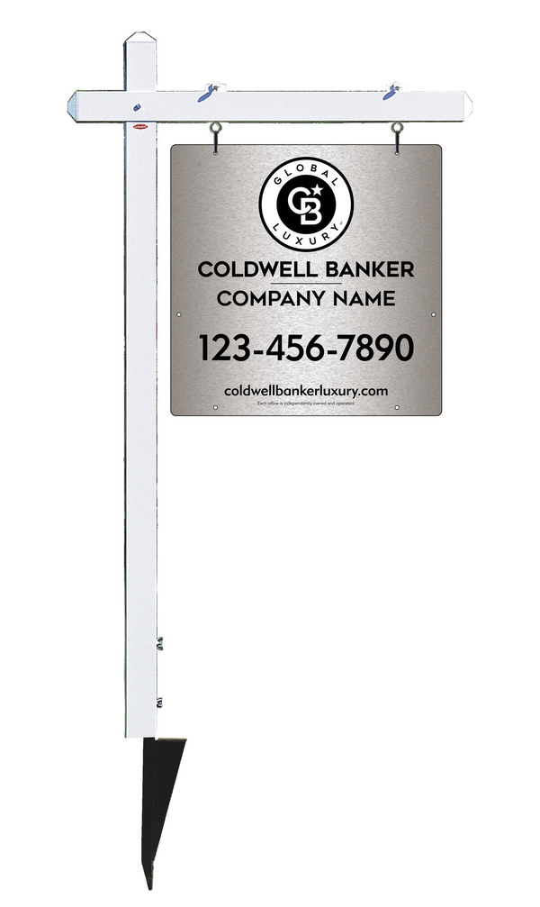 Sign Post And Office Sign Panel Unit, 24"H X 24"W, Brushed Aluminum Composite
