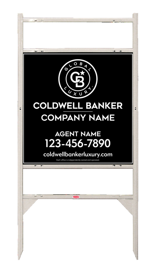 Angle Iron Frame W/ 2 Rider Inserts And Agent Sign Panel Unit, 24"H X 24"W, 3mm Aluminum Composite
