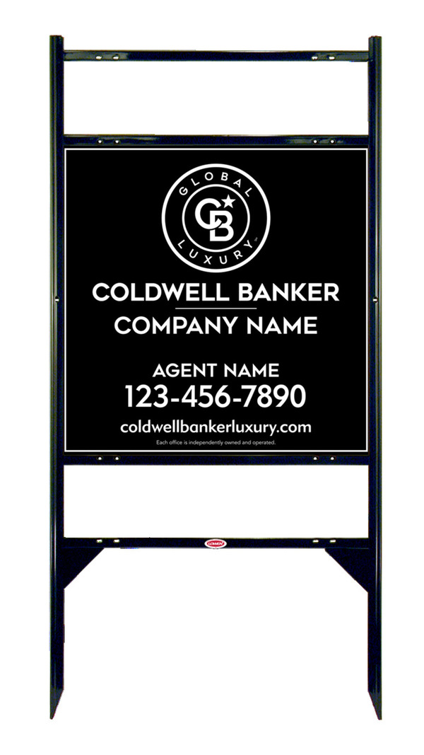 Angle Iron Frame W/ 2 Rider Inserts And Agent Sign Panel Unit, 24"H X 24"W, 3mm Aluminum Composite