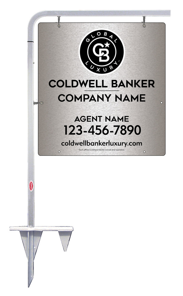 Tubular Stake And Agent Sign Panel Unit, 25"H X 24"W, Brushed Aluminum Composite