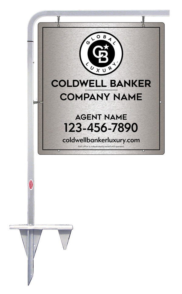 Tubular Stake And Agent Sign Panel Unit, 25"H X 24"W, Brushed Aluminum Composite
