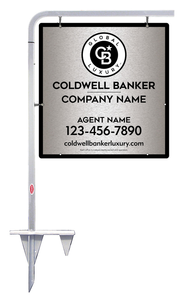 Tubular Stake And Agent Sign Panel Unit, 25"H X 24"W, Brushed Aluminum Composite