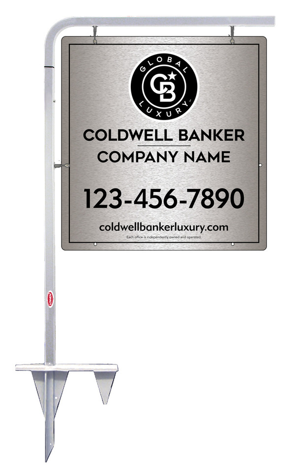 Tubular Stake And Office Sign Panel Unit, 25"H X 24"W, Brushed Aluminum Composite