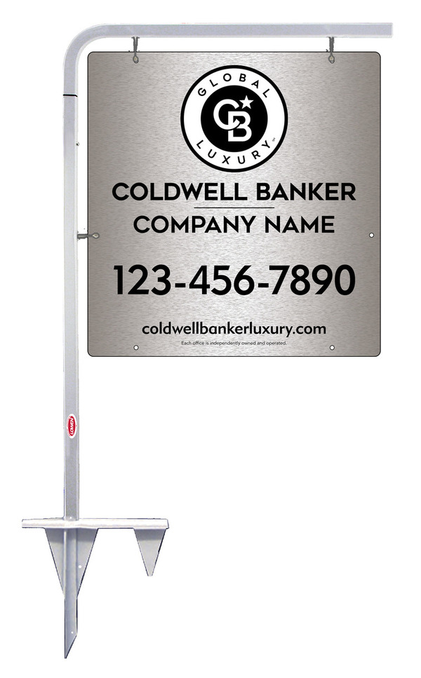 Tubular Stake And Office Sign Panel Unit, 25"H X 24"W, Brushed Aluminum Composite