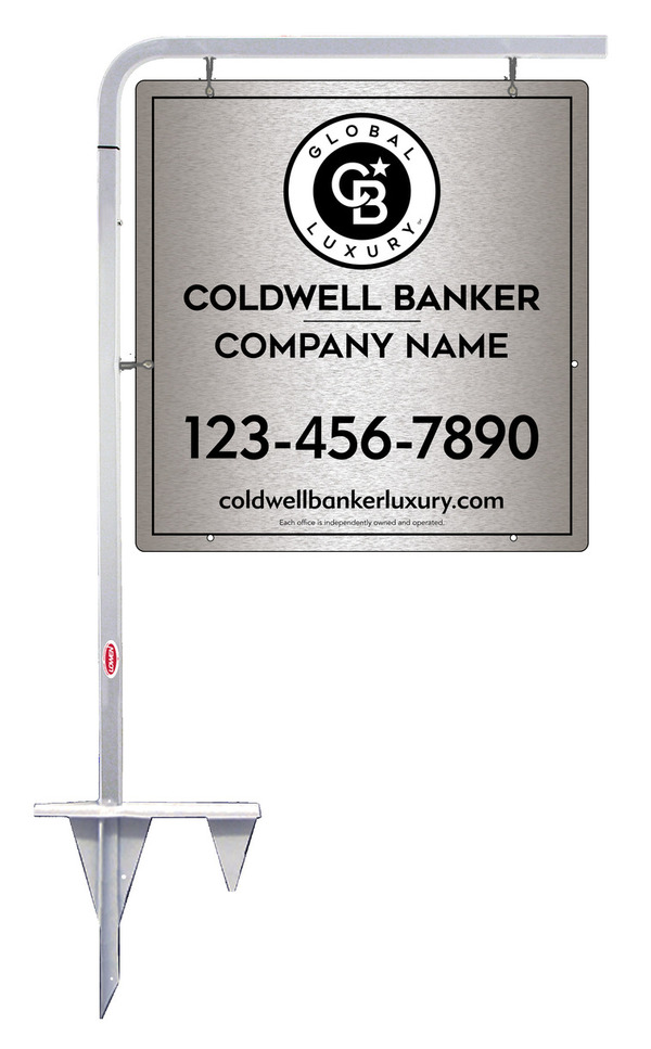 Tubular Stake And Office Sign Panel Unit, 25"H X 24"W, Brushed Aluminum Composite