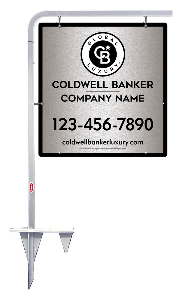 Tubular Stake And Office Sign Panel Unit, 25"H X 24"W, Brushed Aluminum Composite