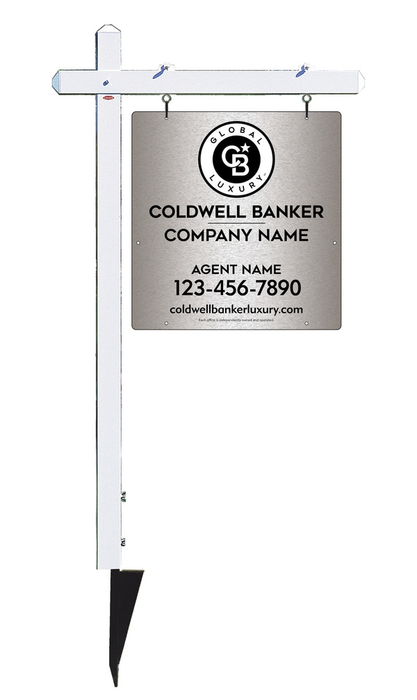 Sign Post And Agent Sign Panel Unit, 25"H X 24"W, Brushed Aluminum Composite