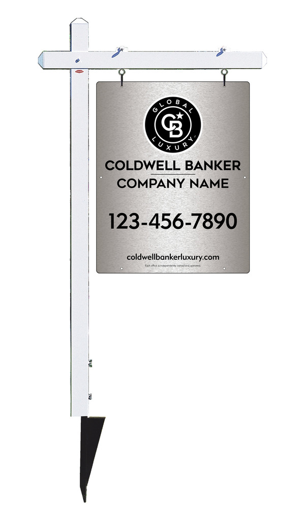 Sign Post And Office Sign Panel Unit, 30"H X 24"W, Brushed Aluminum Composite