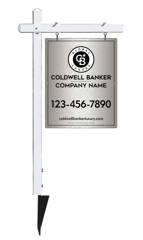 Sign Post And Office Sign Panel Unit, 30"H X 24"W, Brushed Aluminum Composite