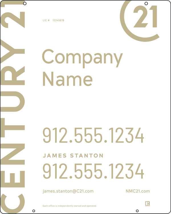 Reflective Hanging Panel 30X24 Aluminum Composite Signature - Century 21 | Lowen Sign