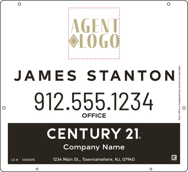 Aluminum Composite Agent Logo Centric Hanging Panel 22X24 - C21