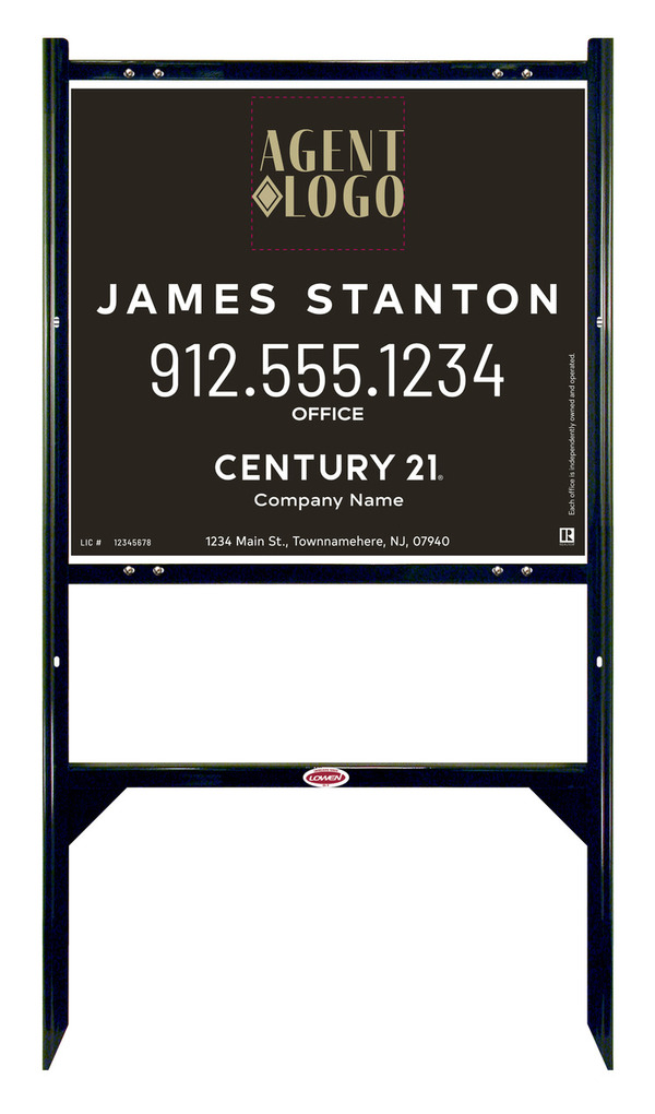 Angle Iron Frame And Agent Logo Centric Sign Panel Unit, 22"H X 24"W