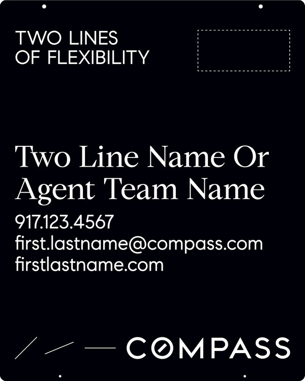 Hanging 2 Line Agent Name Sign Panel, 30"H X 24"W, Steel - Horizontal Logo