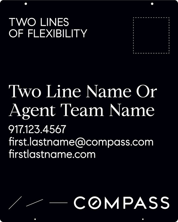 Hanging 2 Line Agent Name Sign Panel, 30"H X 24"W, Steel - Vertical Logo