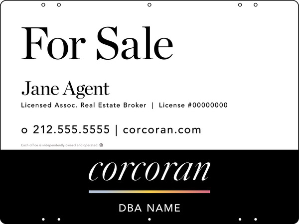 Agent Name Sign Panel, 18"H X 24"W, .040 Alumium