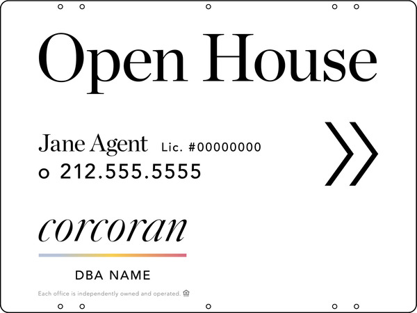 Directional Agent Open House Sign Panel, 18"H X 24"W, Steel