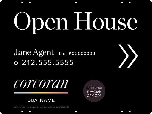 Directional Agent Open House W/ Qr Flowcode Sign Panel, 18"H X 24"W, Steel