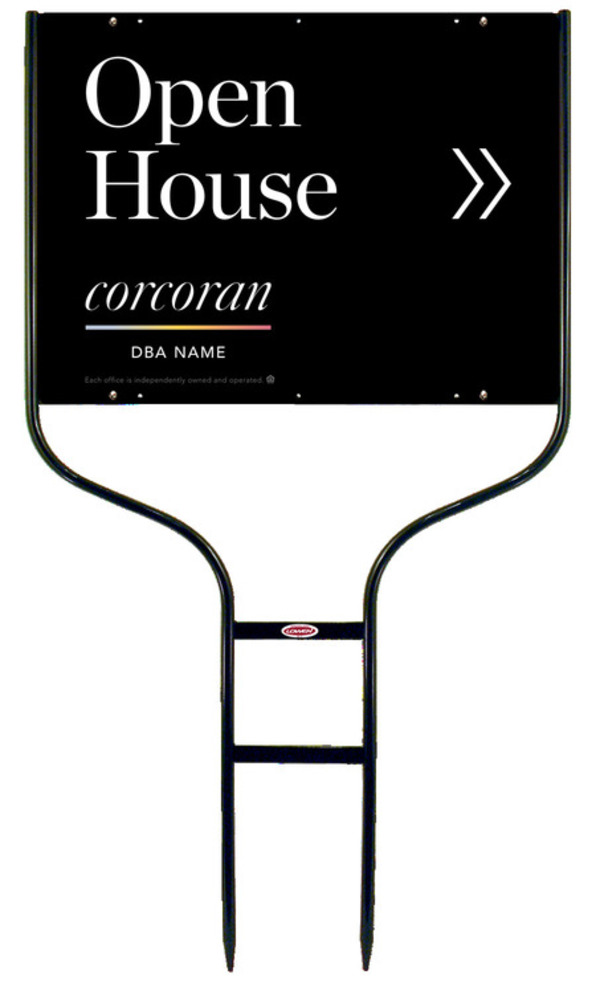 Directional Round Rod Frame And Office Open House Sign Panel Unit, 18"H X 24"W,Steel