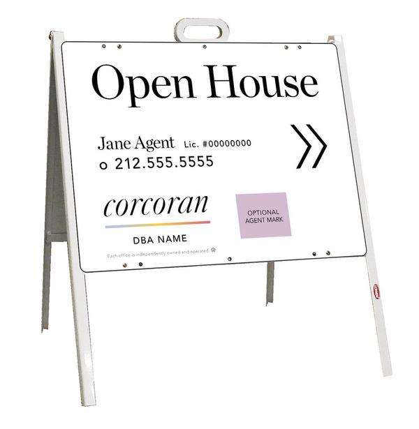 Directional Agent Open House W/ Logo A-Frame And Sign Panel Unit, 18"H X 24"W, Steel