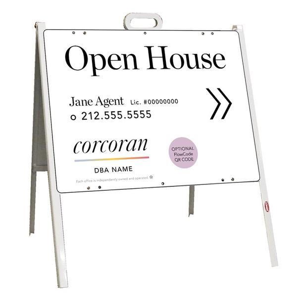 Directional Agent Open House W/ Qr Flowcode A-Frame And Sign Panel Unit, 18"H X 24"W, Steel