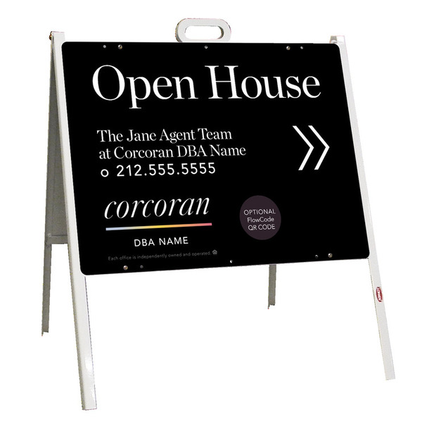 Directional Team Name Open House W/ Qr Flowcode A-Frame And Sign Panel Unit, 18"H X 24"W, Steel