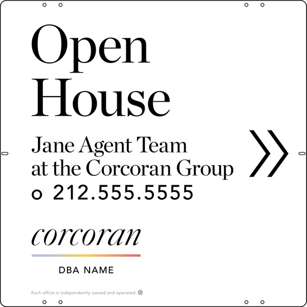 Directional Team Name Open House Sign Panel, 24"H X 24"W, Steel