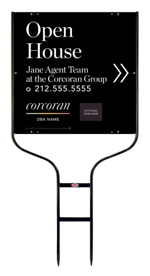 Directional Round Rod Frame And Team Name Open House W/ Team Logo Sign Panel Unit, 24"H X 24"W,Steel