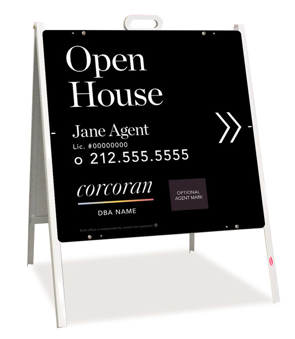 Directional Agent Open House W/ Logo A-Frame And Sign Panel Unit, 24"H X 24"W, Steel