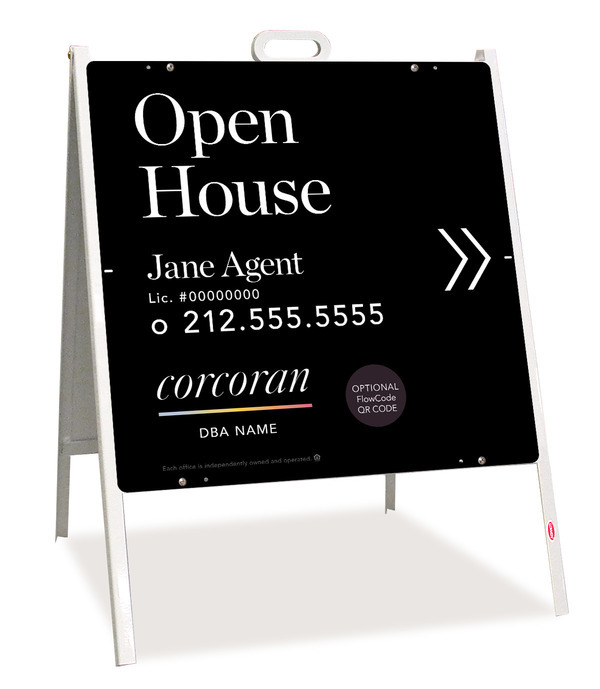 Directional Agent Open House W/ Qr Flowcode  A-Frame And Sign Panel Unit, 24"H X 24"W, Steel