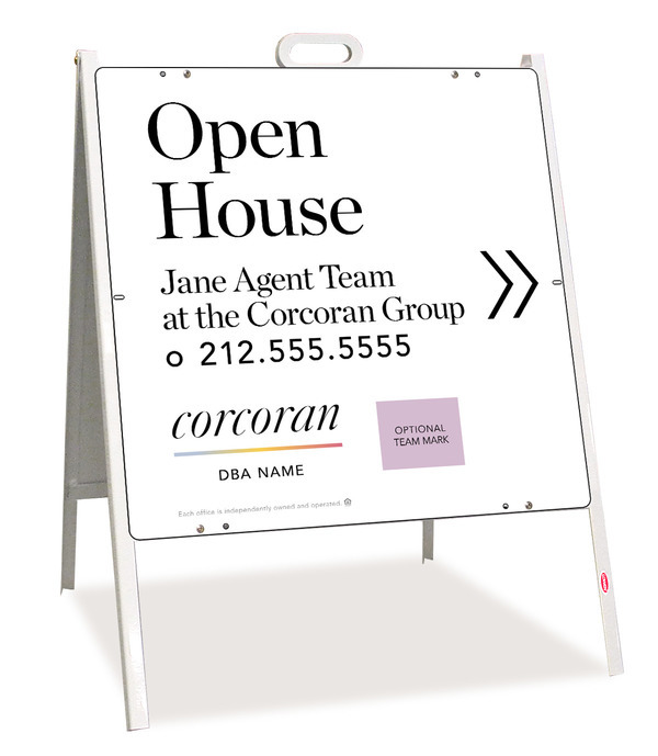Directional Team Name Open House W/ Team Logo A-Frame And Sign Panel Unit, 24"H X 24"W, Steel