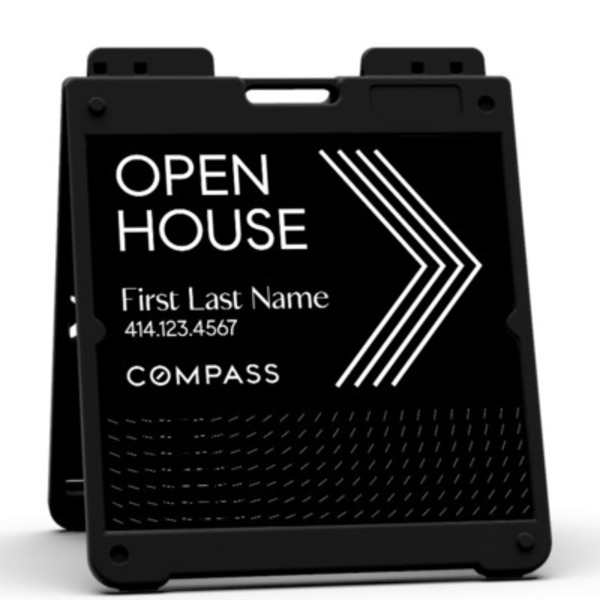 Heavy Duty Plastic A-Frame And  Agent Open House Sign Panel Unit, 20"H X 20"W, Aluminum Composite