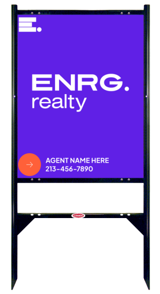 Angle Iron Frame W/ 1 Rider Inserts And Agent Name Sign Panel Unit, 30"H X 24"W, Steel