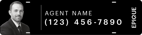 Epique Realty Agent Name w/ Photo Sign Rider, 6"h x 24"w, Steel