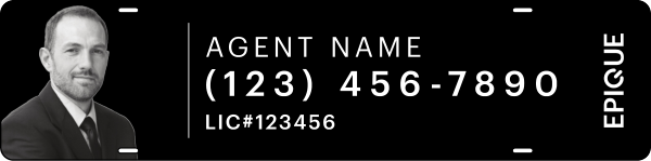 Epique Realty Agent Name w/ Photo & License Number Sign Rider, 6"h x 24"w, Steel