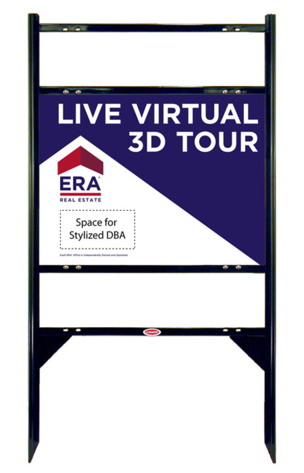 ERA&reg; Angle Iron Frame w/ Two Rider Inserts and Virtual Sign w/ Logo Panel Unit, 18"h x 24"w, Steel