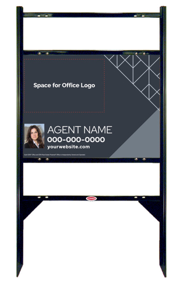 Angle Iron Frame With Two Rider Inserts And Photo Sign Panel Unit, 18"H X 24"W, Steel