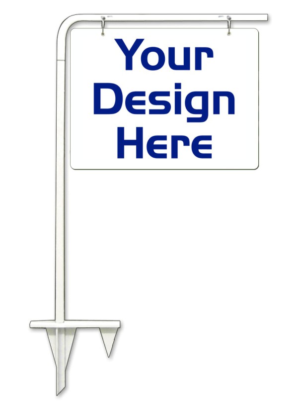 Independent real estate white tube sign stake and sign panel unit, .090 polyethylene 18"h x 24"w