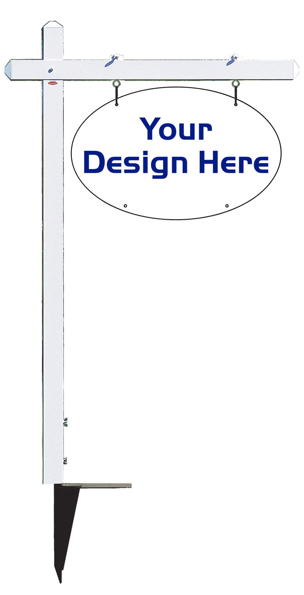 Independent real estate Aluminum Sign Post and Oval Shape Panel Unit,  .150 polyethylene, 19"h x 30"w