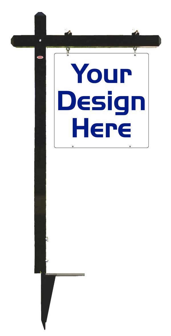 Independent 24h x 24w Black Aluminum Sign Post Unit